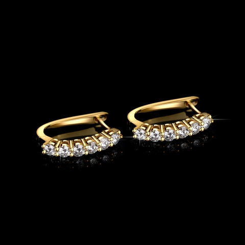 Geometric 925 Sterling Silver Moissanite Hoop Earrings For Women Inlaid Sparkly White Stone Jewelry With GRA Certificate