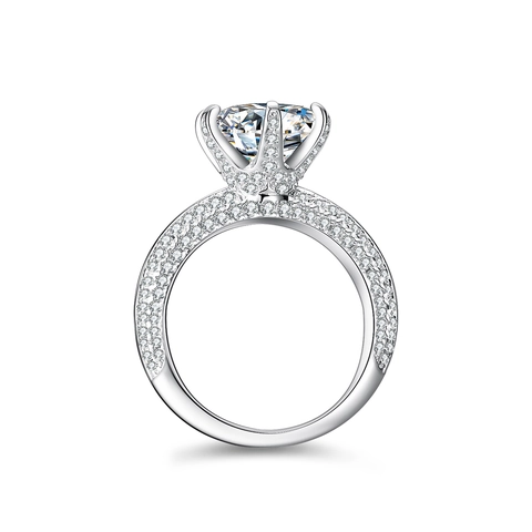 925 Sterling Zilver Moissaniet Ring Vrouwen 3 Karaat Rond Briljant Geslepen Zes Klauwen Solitair Verloving Bruiloft Open Ring