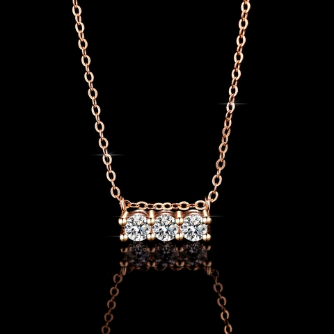 925 Sterling Silver Bow Straight Row Moissanite Pendant Necklace For Women Elegant Moissanite Jewelry With GRA Certificate