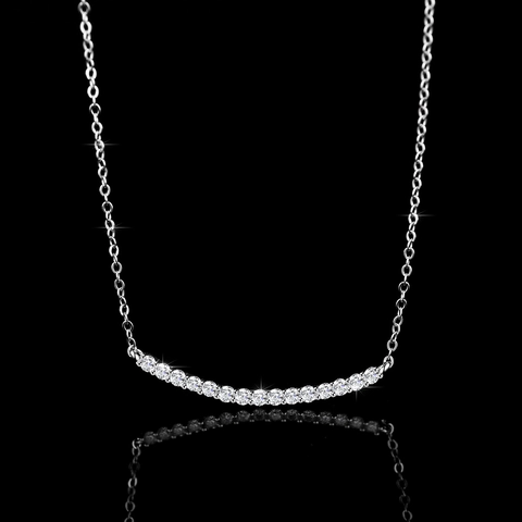Collana con Pendente a Sorriso in Argento Sterling 925 Moissanite Donna Barra Curva Intarsiata Gioielli Minimalisti Regalo