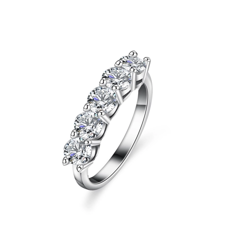 925 Sterling Silver Moissanite Princess Row Ring D Color Round Cut Crown Wedding Engagement Luxury Jewelry GRA Certified
