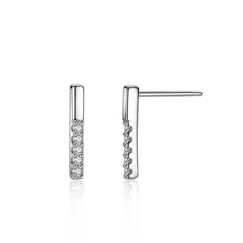 Pendientes de Botón de Plata de Ley 925 Moissanita Minimalista Rectangular Baguette Barra Geométrica Joyería para Mujer Regalo