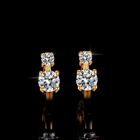 Elegant Silver Moissanite Stud Earrings Rose Gold Plated Asymmetric Geometric Ear Jewelry For Women Daily Dating Gift