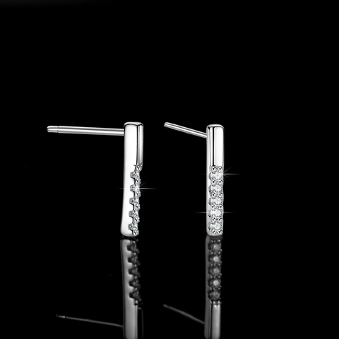 Pendientes de Botón de Plata de Ley 925 Moissanita Minimalista Rectangular Baguette Barra Geométrica Joyería para Mujer Regalo