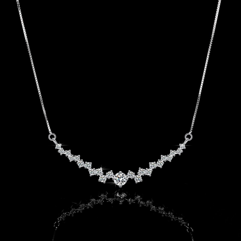 S925 Sterling Silver Smile Moissanite Pendant Necklace For Women Luxury Arc Inlaid Moissanite Jewelry With GRA Certificate