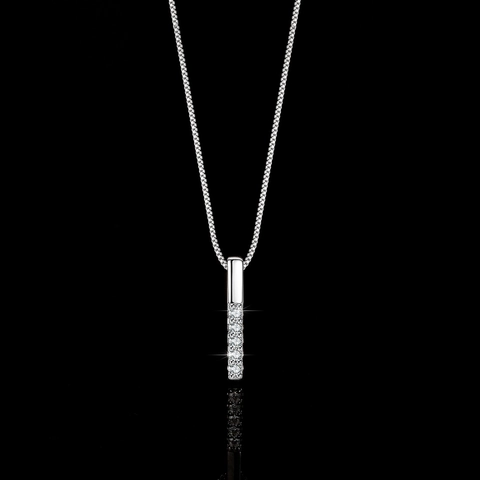 925 Sterling Silver Moissanite Pendant Necklace For Women Elegant Vertical Bar Geometric Necklace Jewelry With Certificate