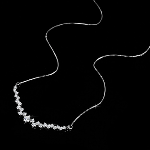 S925 Sterling Silver Smile Moissanite Pendant Necklace For Women Luxury Arc Inlaid Moissanite Jewelry With GRA Certificate