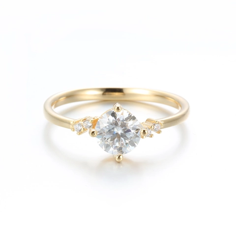 Lussuoso Anello a Corona in Argento Sterling 925 1 Carato Moissanite Zirconia per Donna Stile Principessa Placcato Oro Champagne Intarsiato Gioielli Regalo