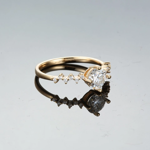 925 Sterlingsilber Krone Ring Für Damen Moissanit Zirkonia Champagner Gold Plattiert Prinzessin Hochzeit Finger Schmuck Ring