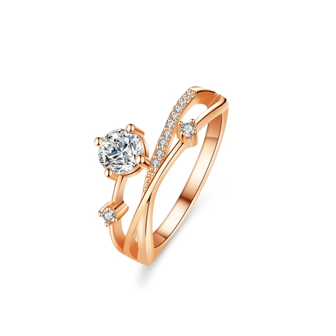 S925 Sterling Silver Moissanite Zirconia Ring For Women Elegant Four Claw Round Cut Cross Vine Wedding Engagement Finger Ring