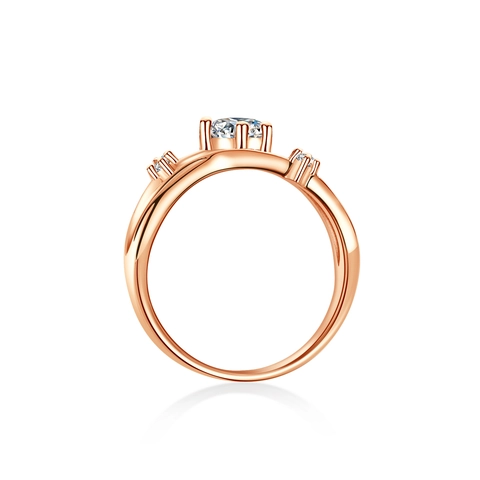 S925 Sterling Silver Moissanite Zirconia Ring For Women Elegant Four Claw Round Cut Cross Vine Wedding Engagement Finger Ring