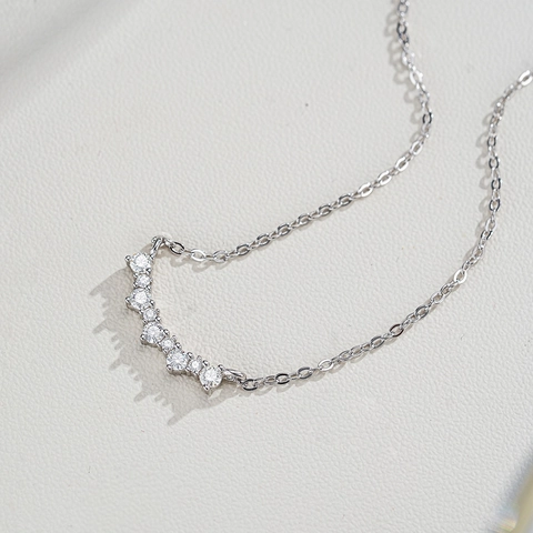 925 Sterling Silver Moissanite Smile Arch Pendant Necklace With GRA Certificate Elegant Clavicle Chain Jewelry For Women
