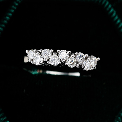 S925 Sterling Silver Moissanite Asymmetric Row Ring For Women Hip Hop Minimalist Crown Geometric Sparkly Jewelry Finger Ring Gift