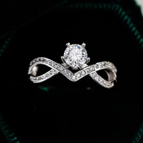 925 Sterling Silver Moissanite Ring For Women 0.5ct Infinity Symbol Inlaid Round Cut Engagement Wedding Jewelry Gift