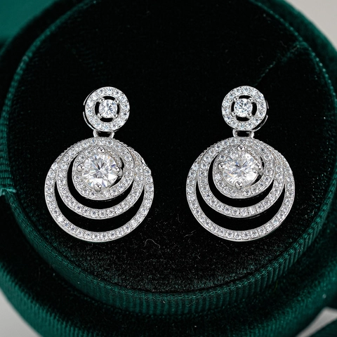 Hip Hop 925 Sterling Silver Moissanite Stud Earrings Round Circular Fashion Jewelry For Men And Women With GRA Certificate