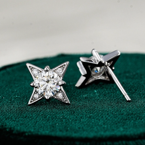 925 Sterling Silver Moissanite Snowflake Stud Earrings For Women Star Shape Sparkling Moissanite With GRA Certificate Jewelry Gift
