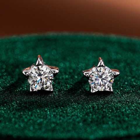 Orecchini a Bottone Stella a Cinque Punte in Argento Sterling S925 Moissanite di Lusso Con Certificato GRA Regalo Donna