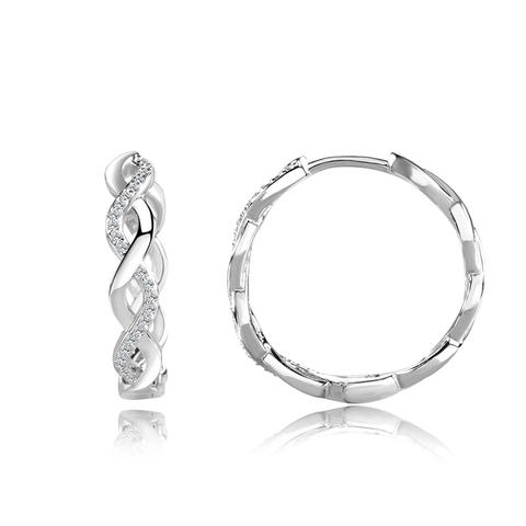 Pendientes de Aro de Plata de Ley 925 Con Moissanita Para Mujer Pavé Geométrico Retorcido Joyería de Moda Regalo Certificado GRA