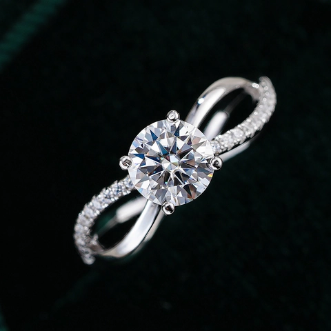 925 Sterlingsilber Moissanit Ring Für Damen 1 Karat Rundschliff Unendlichkeit Verdrehtes Band Krone Hochzeit Verlobung Schmuck