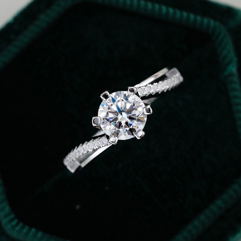 925 Sterlingsilber Moissanit Ring Für Damen Klassische Sechszackige Fassung Verdrehter Arm Strass Eingelegter Verlobungsring