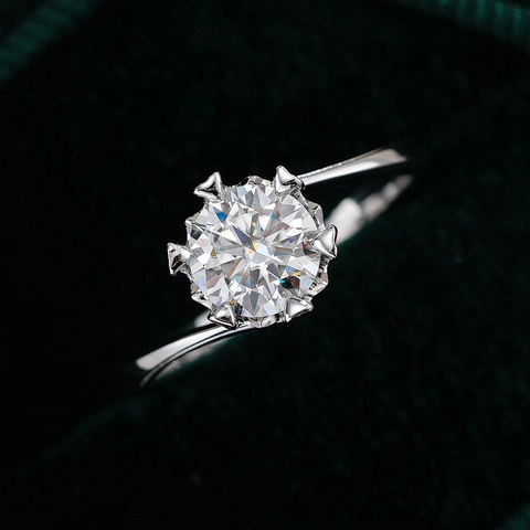 Klassischer 925 Sterlingsilber Moissanit Ring Für Damen Sechs-Krallen-Krone Verdrehtes Band Schneeflocke Verlobung Hochzeit Schmuck