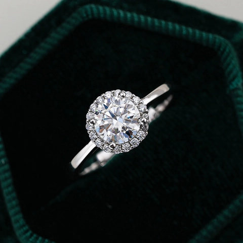 925 Sterlingsilber Halo Ring Rundschliff Moissanit Hochzeits Verlobungsring Luxuriöser Eingelegter Zirkonia Schmuck Für Damen Jahrestagsgeschenk