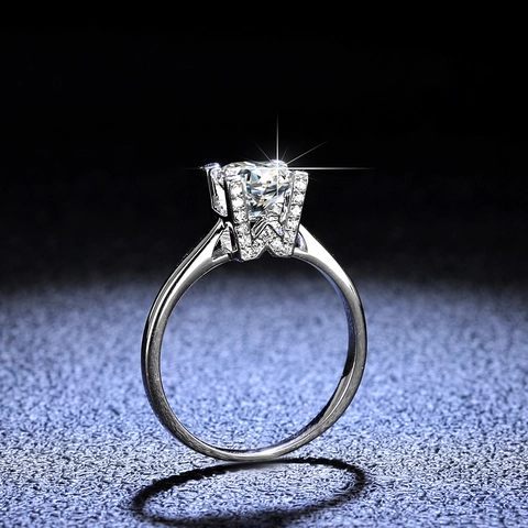 925 Sterlingsilber Moissanit Ring Für Damen Luxus Buchstabe Design Rund Moissanit Diamant Verlobung Hochzeit Mode Schmuck Geschenk