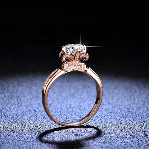 Luxus 925 Sterlingsilber Moissanit Blumenring Iris Blütenblätter Eingelegt Hochzeit Verlobungsring Für Damen Mode Schmuck