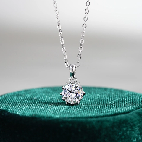 S925 Sterlingsilber Moissanit Halskette Schneeflocke Anhänger Zirkonia Solitär Schlüsselbein Kette Schmuck Für Damen Geschenk