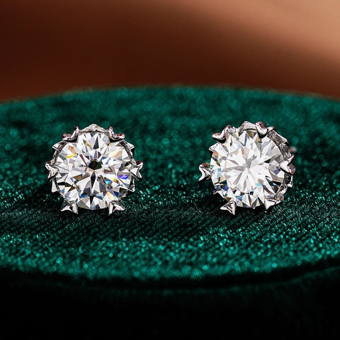 925 Sterling Silber Schneeflocke Ohrstecker Für Damen Brillantschliff Moissanit Strass Eingelegt Elegante Hochzeit Schmuck