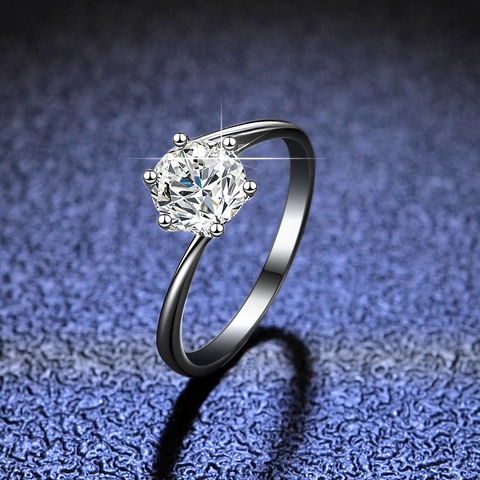 925 Sterlingsilber Moissanit Ring Für Damen Gedrehtes Band Sechs-Krallen-Fassung Zirkonia Verlobung Hochzeit Ring Schmuck