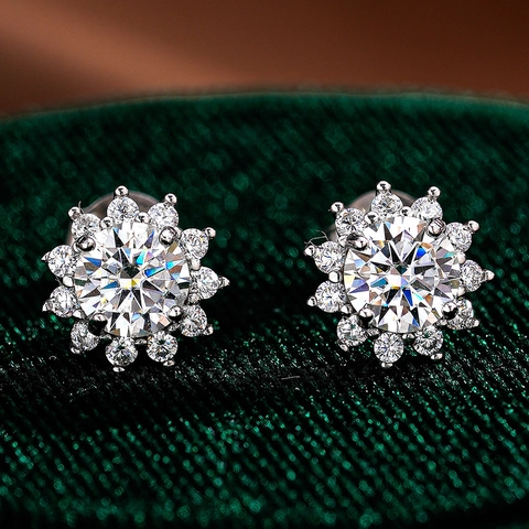 925 Sterlingsilber Sonnenblume Moissanit Ohrstecker D Farbe Herz Pfeil Zirkonia Eleganter Hochzeitsschmuck Für Damen Geschenk