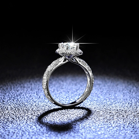 Luxury 925 Sterling Silver Moissanite Ring Six-Prong Round Cut Zirconia Wedding Engagement Ring With GRA Certificate For Women Jewelry