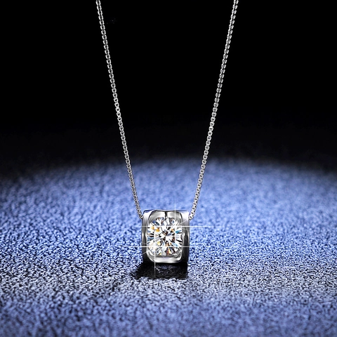Luxury 925 Sterling Silver Heart Pendant Necklace Moissanite Zirconia Box Chain Minimalist Fashion Jewelry Valentine Gift
