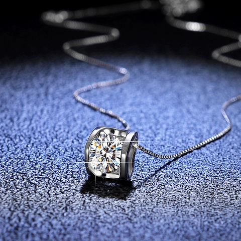 Luxury 925 Sterling Silver Heart Pendant Necklace Moissanite Zirconia Box Chain Minimalist Fashion Jewelry Valentine Gift