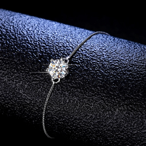 925 Sterling Silver Moissanite Bracelet For Women Zirconia Six Claw Inlaid Elegant Jewelry Hearts And Arrows Box Chain Bracelet