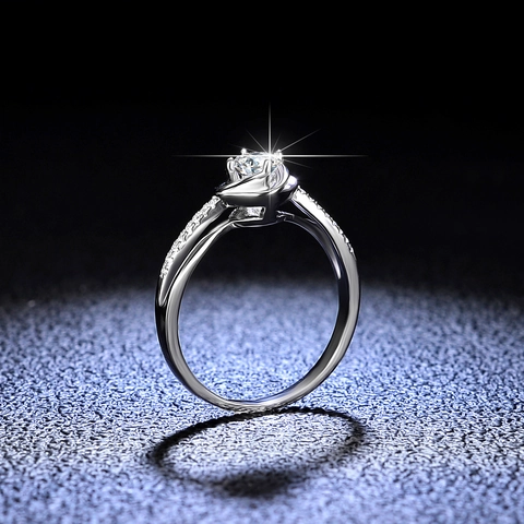 925 Sterling Silver Flower Ring D Color Moissanite Zirconia Inlaid Wedding Engagement Finger Ring For Women Jewelry Gift