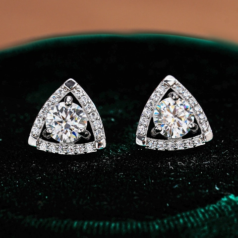 925 Sterlingsilber Moissanit Geometrische Dreieck Ohrstecker Für Damen D Farbe Moissanit Zirkonia Eingelegt Schmuck Geschenk