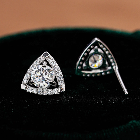 925 Sterlingsilber Moissanit Geometrische Dreieck Ohrstecker Für Damen D Farbe Moissanit Zirkonia Eingelegt Schmuck Geschenk
