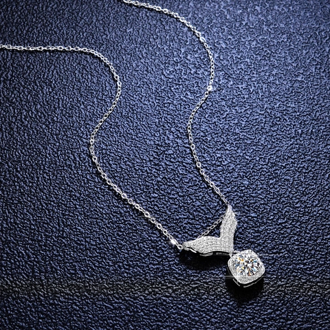 Collana con Pendente Moissanite ad Ali di Angelo in Argento Sterling 925 per Donna Gioielli di Moda con Design a Cuore