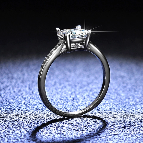 925 Sterlingsilber Moissanit Ring Prinzessschliff Quadratisch Eingelegt Klassisch Verlobung Hochzeit Damen Schmuck Geschenk