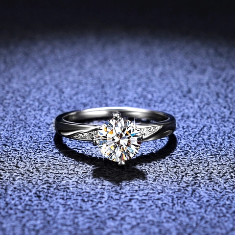 925 Sterlingsilber Moissanit Ring Für Damen Klassische Vier-Krallen Rundschliff Zirkonia Hochzeit Verlobung Verstellbar Ring