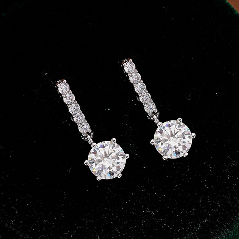 S925 Sterlingsilber Moissanit Zirkonia Ohrhänger Für Damen Sechs-Krallen Minimalistischer Modeschmuck Ohrstecker Geschenk