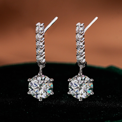 S925 Sterlingsilber Moissanit Zirkonia Ohrhänger Für Damen Sechs-Krallen Minimalistischer Modeschmuck Ohrstecker Geschenk