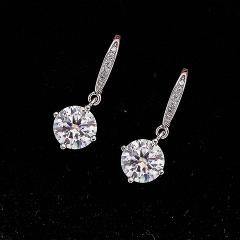 925 Sterling Silver Moissanite Drop Earrings For Women Six-Claw D Color Moissanite Inlaid Tassel Earrings Simple Jewelry Gift