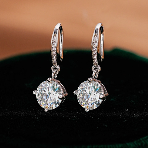 925 Sterling Silver Moissanite Drop Earrings For Women Six-Claw D Color Moissanite Inlaid Tassel Earrings Simple Jewelry Gift