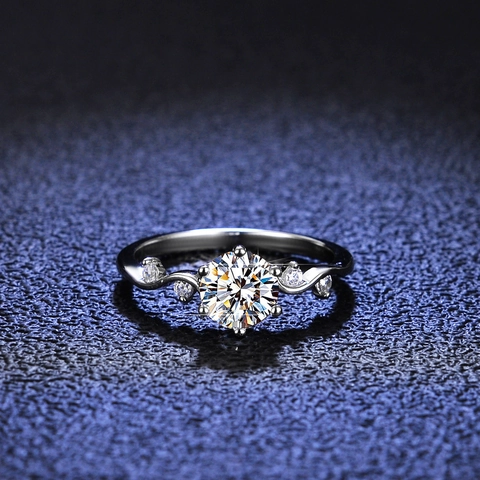925 Sterling Silver Moissanite Ring For Women 1 Carat Zirconia Sparkling Wave Engagement Wedding Band Ring Jewelry Gift