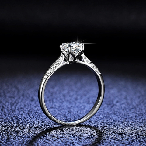 925 Sterlingsilber Moissanit Ring Sechs Krallen Inlaid Zirkonia Einfache Mode Verstellbar Ring Für Damen Hochzeit Schmuck
