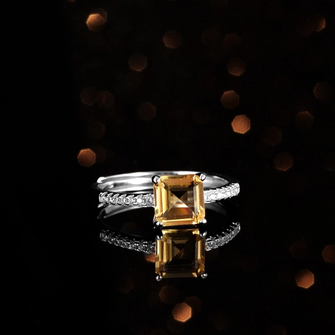 925 Sterling Zilveren Smaragd Slijpvorm Moissaniet Ring Voor Vrouwen Blauw Topaas Citrien Verstelbare Open Ring Luxe Sieraden Cadeau
