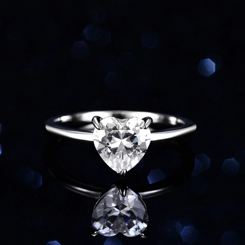 Luxury 925 Sterling Silver Heart Moissanite Ring For Women Sparkling Rhinestone Engagement Wedding Anniversary Jewelry Gift